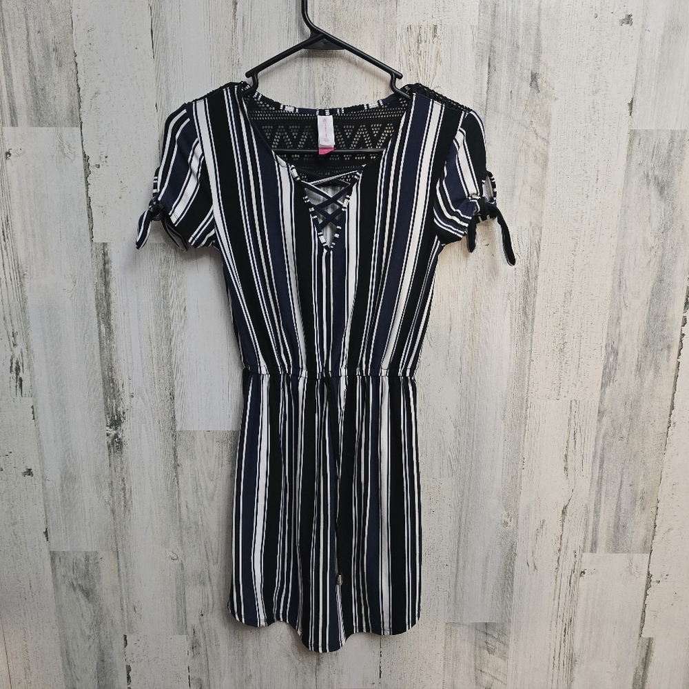 No Boundaries Striped Navy Blue and White Dress Size XS